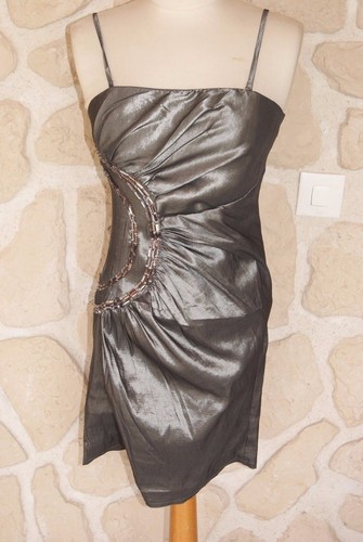 Robe soirée grise avec - robe,