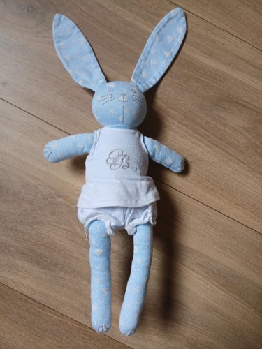 Doudou peluche tissu bleu