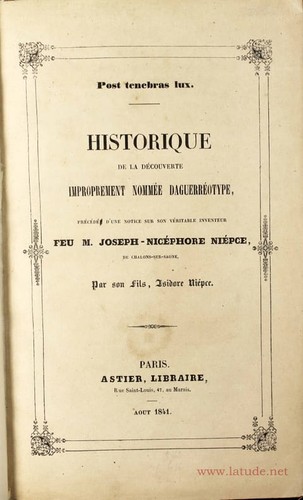 Niepce isidore historique - isidore, de