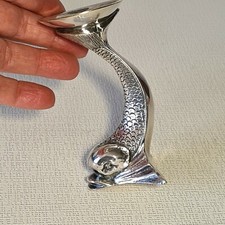 🔅 Baguier en forme de dauphin en métal argenté poinçon à identifier