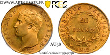 Napoléon I - 20 Francs Or tête nue, An 13 A Paris | PCGS AU58