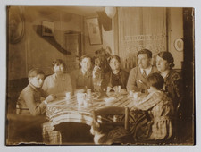 Family meal coffee liqueur French tradition - old photo snapshot
