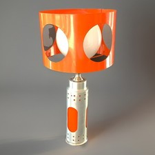 Lampe Space Age Métal, Verre 70.s Vintage 