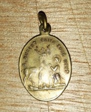  Ancienne Médaille Religieuse Saint Hubert priez pour nous et Saint-Roch choléra