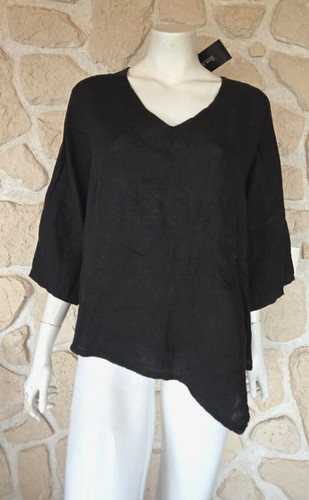 Tunique noire lin - tunique, en