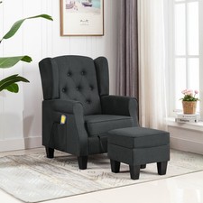 Fauteuil de Massage avec Repose-pied Gris Foncé Tissu Salon Intérieur vidaXL
