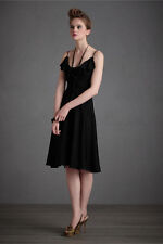 BHLDN Anthropologie Quilaree Silk Ruffle Black Couplet Dress NWOT All Sizes $260