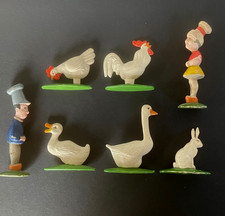 ANTIQUE TOY - ACEDO FIGURES "LA FERME" 7 PIECES - COMPLETE - FRANCE 1930/40
