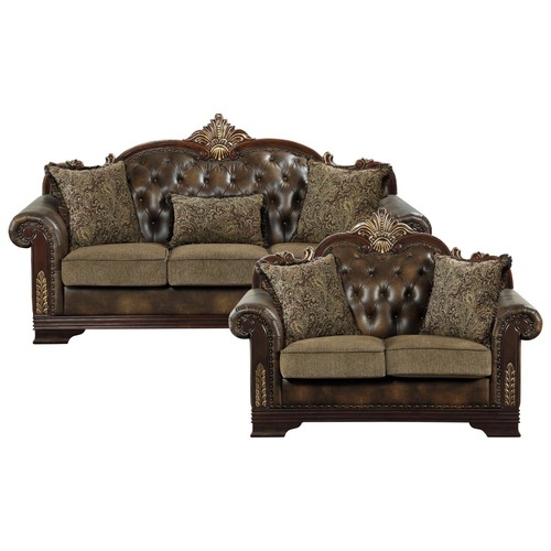 Ornate brown faux - faux, leather