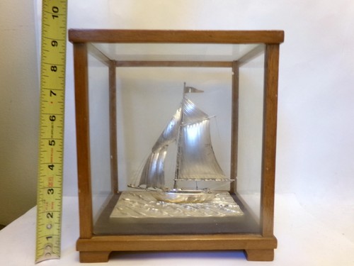 Art silver sailboat - art, diorama