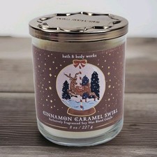 NEW Cinnamon Caramel Swirl 30-50 hours Single Wick Candle 8 oz Bath & Body Works