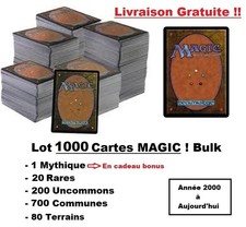 Lot de 1000 Cartes Magic MTG Vrac 20 Rares 200 U 700 C 80 Lands Collection TCG