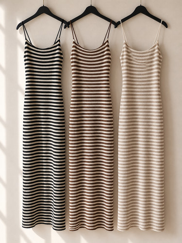 Robe longue femme rayée - longue,