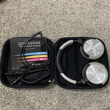 UltraSone 550 Pro S-Logic WIRED Over Ear Headphones Silver W/ Case Cords Tested