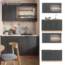Cuisine intégrée Fame-Line Single style rustique 140cm chêne anthracite or Vicco