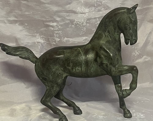 Statue cheval bronze patine - statue, en
