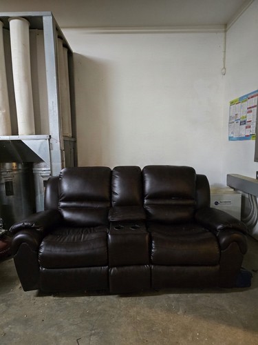 Brown leather seat - 2-seat, reclining