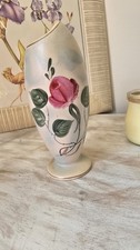 Vase vintage en faïence H. Bequet Quaregnon Belgique – décor floral peint main