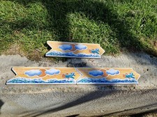 Ancien Carreau Carrelage Frise Mosaïque Faience avion nuage mer