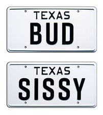 Urban Cowboy | BUD + SISSY | Metal Stamped Replica Prop License Plates
