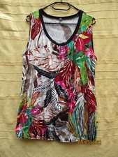 haut top GEMO rouge rose vert marron polyester strecht Taille 5