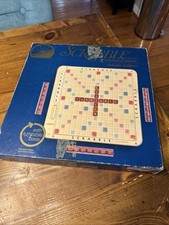 1982 Scrabble Deluxe Turntable Rotating Board game BLUE Edition COMPLETE