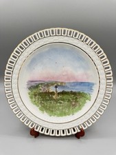 Assiette  Luneville. Ancienne paysage d’Etretat Fait Main 19ème siècle