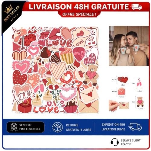 Autocollants cœur rouge - 58,