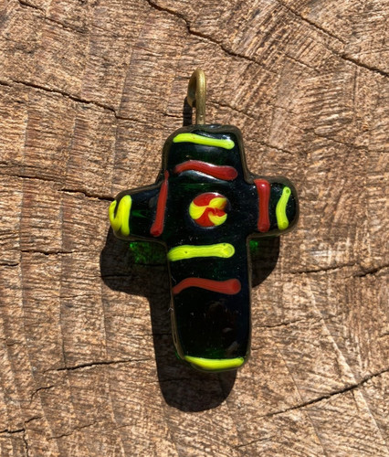 Croix pendentif verre - pendentif,