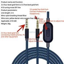 Audio Cable for Logitech Astro A10 A40 Headphone Conversion Cable
