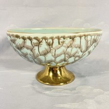 Vintage Delft Holland Marbled Porcelain Footed Candy Dish Turquoise Luster