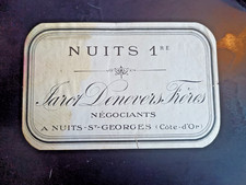 Very old label Nuits Saint Georges wine Burgundy Tarot Denevers brothers