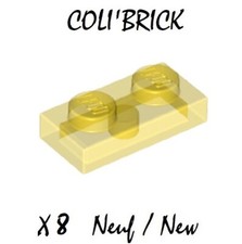 Lego 3023 - 8x Plaque / Plate 1x2 - Tr Jaune / Trans Yellow - NEUF