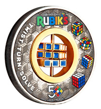 Rubik's Cube 2024 50th Anniversary 2oz .9999 Silver Antiqued Colored $2 Coin