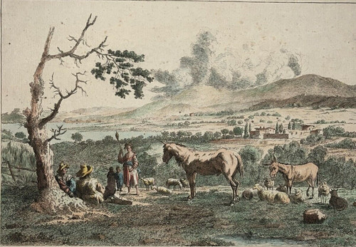 Femme brebis moutons gravure - femme,