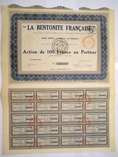 La Bentonite Française Action de 100 Francs  1935