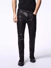 Homme Cuir Noir Pantalon 100%