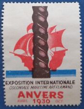 Belgique, vignette Exposition internationale, Anvers, 1930