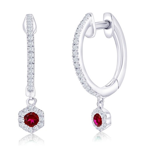 Lab grown ruby hexagon charm - charm, &