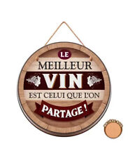 Plaque bois tonneau vin