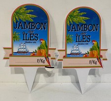 Anciennes étiquettes de Magasin pour Charcuterie Jambon des Iles