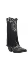 Dingo Gypsy Embroidery Studded Fringe Snip Toe Cowboy Womens Black Boots Sz9