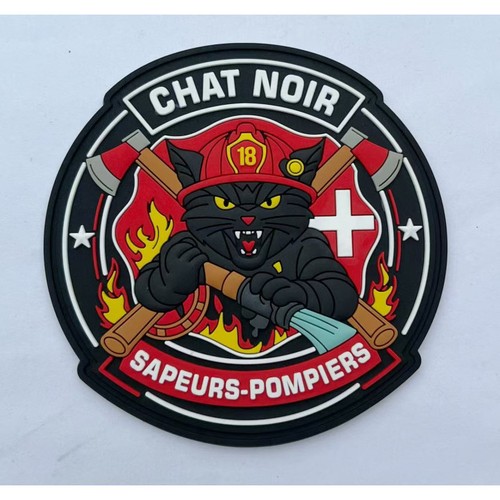 Ecussons pompiers chat - pompiers, noir