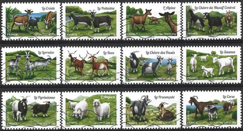 France série 12 timbres - série,