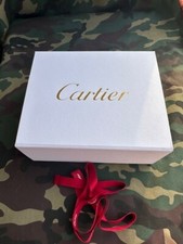 CARTIER Boîte Tiroir Blanche Cadeau 29 x 19 x h 10 cm et Ruban Rouge 90 x 1,50 c