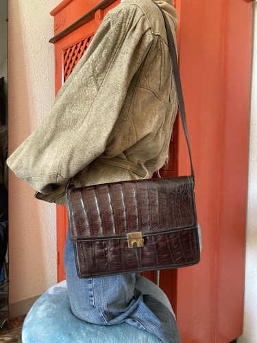 Sac vintage cuir crocodile