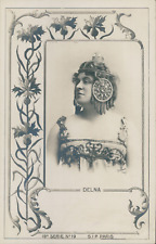 Actrice Delna, ca.1900, Vintage silver print on carte postale paper vintage silv