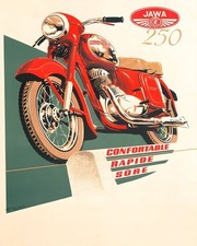 Affiche Jawa 250 - Moto Rouge