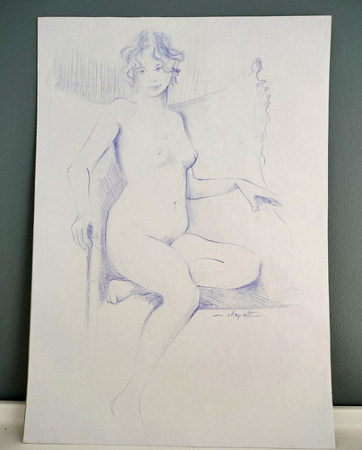 Dessin original étude - de, nu