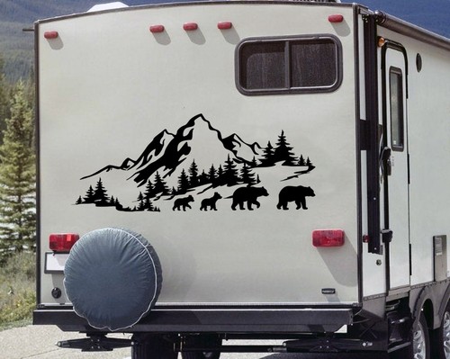 Bear family mountains - bear, decal